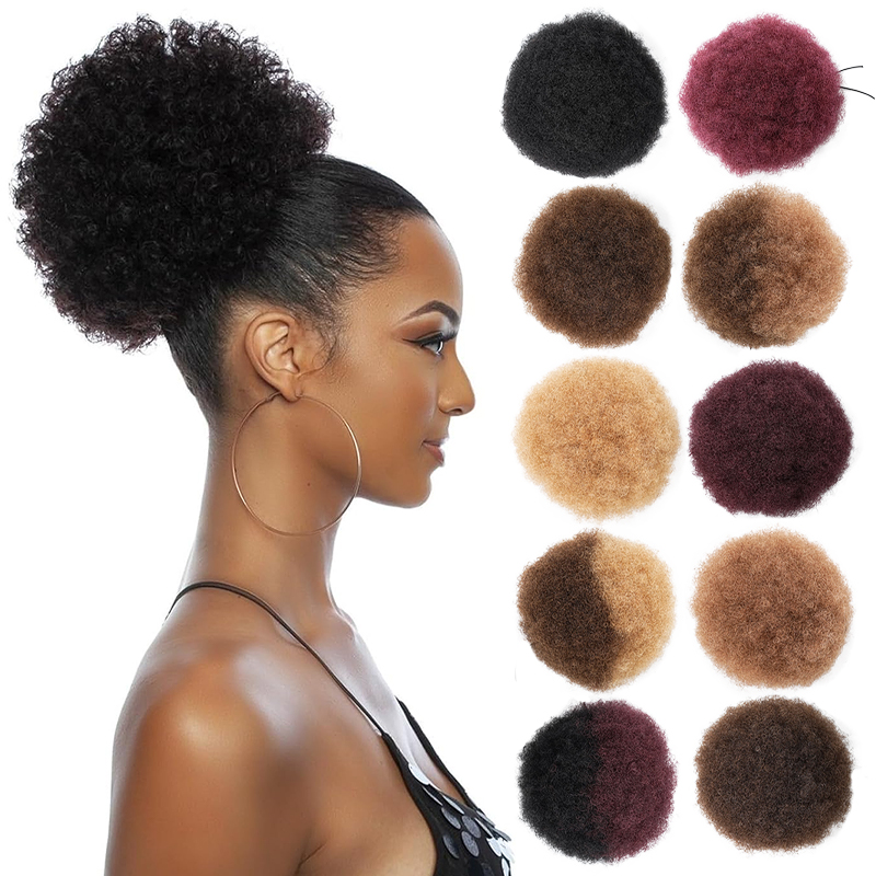 Drawstring Afro Curly Puff Ponytail - 100% Ludzkie Włosy 8 Cali Krótki